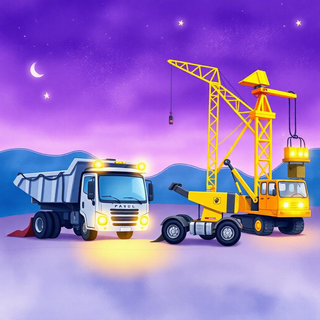 Construction World bedtime stories — The friendly build site at dusk
