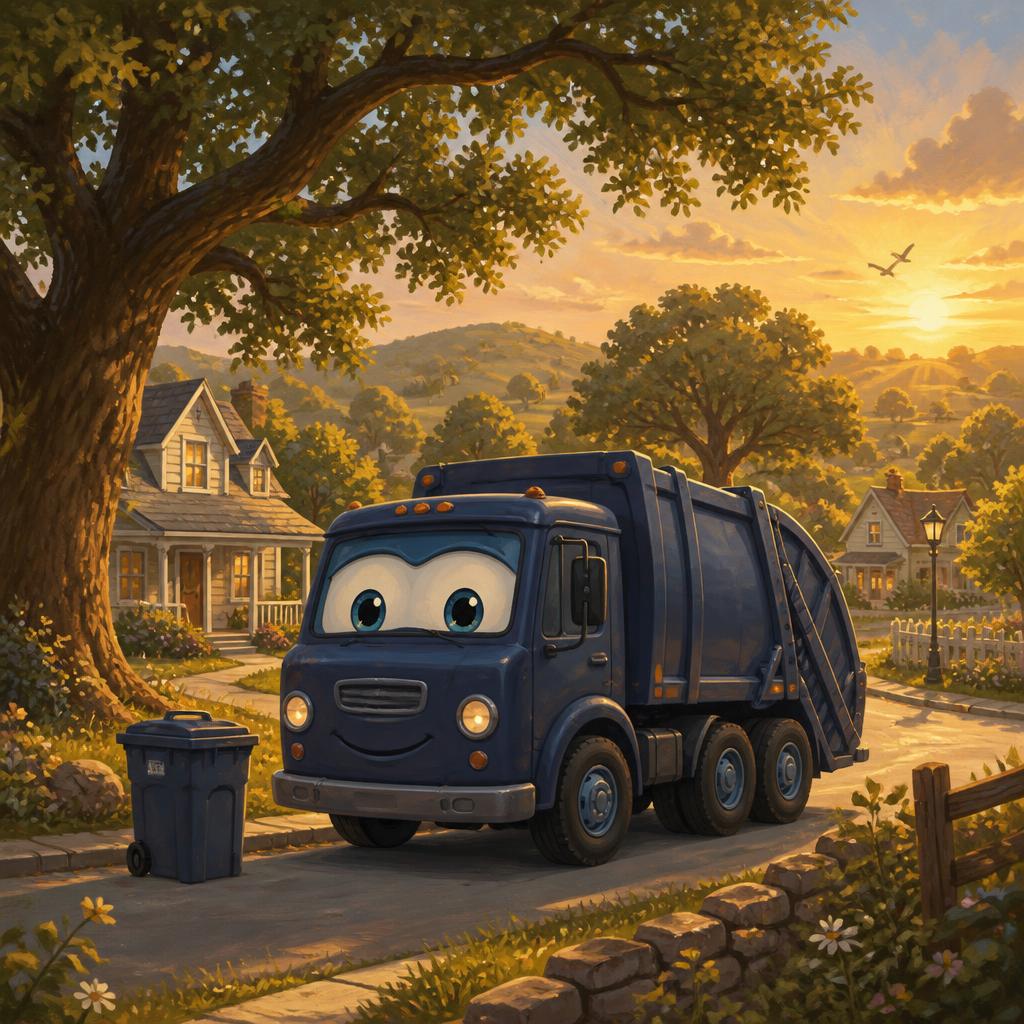 Garbage Truck World bedtime stories — A cozy town called Oak Grove